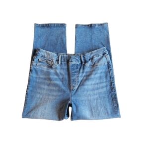 Revolve GOOD AMERICAN Power Stretch High-Rise Pull-On Straight Ankle Jeans